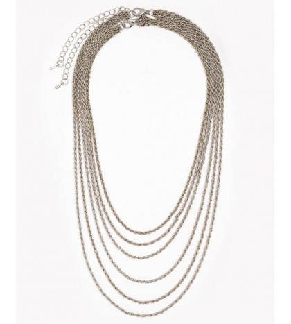 Turnout Layered Chain Necklace - Silver
