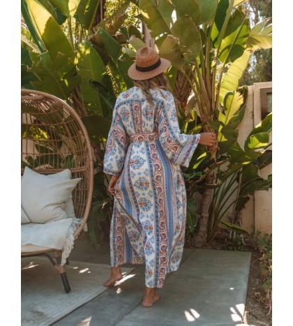 Lido Isle Printed Kimono Maxi Dress