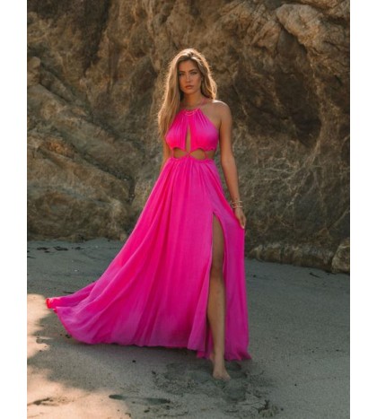 Cailey Cutout Halter Maxi Dress - Orchid Pink